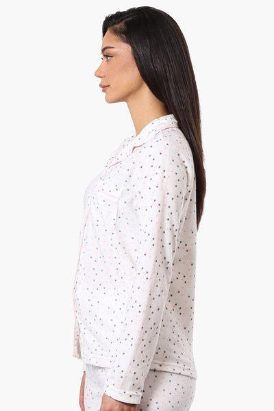 Canada Weather Gear Button Down Dotted Pattern Pajama Top - White - Womens Pajamas - Canada Weather Gear