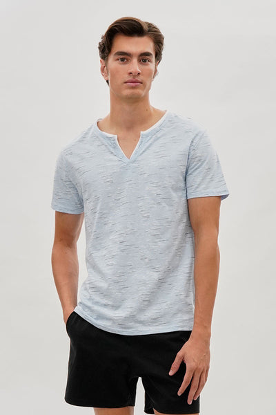 Canada Weather Gear Vintage Short Sleeve Henley Tee - Blue - Mens Tees & Tank Tops - Canada Weather Gear