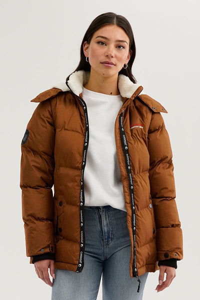 Canada Weather Gear Zip Off Sleeve Parka Jacket - Brown - Womens Parka Jackets - Canada Weather Gear