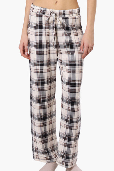 Canada Weather Gear Plaid Wide Leg Pajama Bottoms - Cream - Womens Pajamas - Fairweather