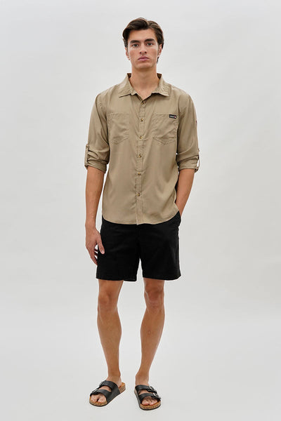 Canada Weather Gear Utility Ripstop Casual Shirt - Beige - Mens Casual Shirts - Canada Weather Gear