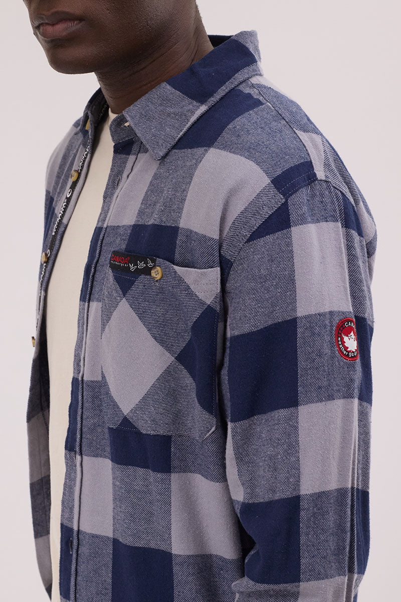 Canada Weather Gear Flannel Button Up Casual Shirt - Navy