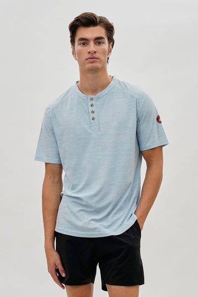 Canada Weather Gear Short Sleeve Henley Tee - Blue - Mens Tees & Tank Tops - Canada Weather Gear
