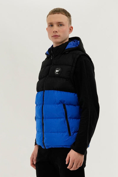 Super Triple Goose Colour Block Hooded Vest - Blue - Mens Vests - Canada Weather Gear