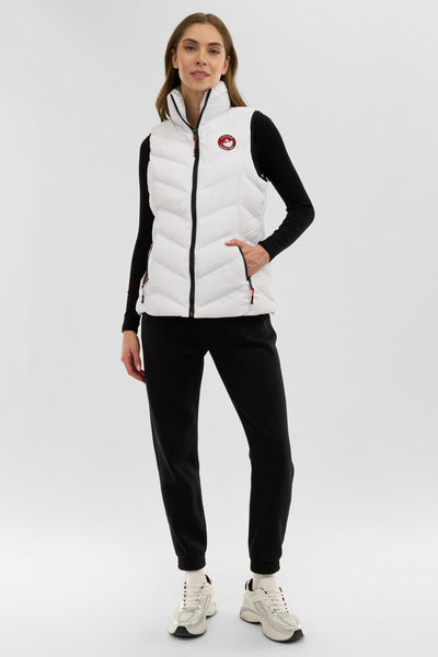 Canada Weather Gear Chevron Bubble Vest - White - Womens Vests - Canada Weather Gear