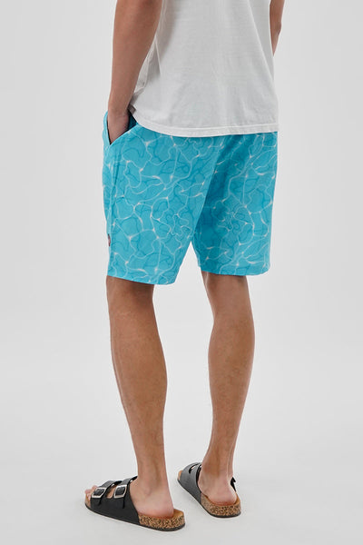 Canada Weather Gear Patterned Elastic Surf Shorts - Aqua - Mens Shorts & Capris - Canada Weather Gear