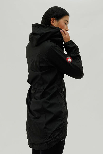 Canada Weather Gear Long Hooded Lightweight Jacket - Black - Womens Moto Jackets - Canada Weather Gear