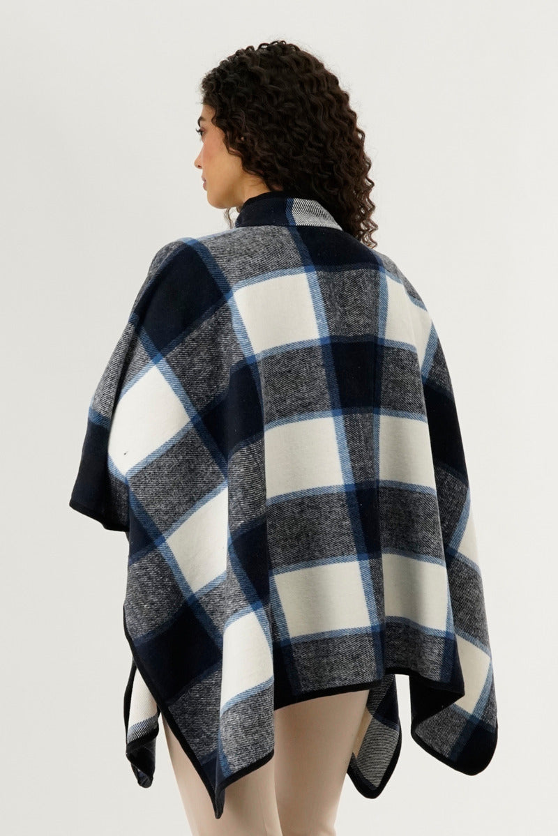 Canada Weather Gear Plaid Poncho - Blue - Womens Ponchos - Canada Weather Gear