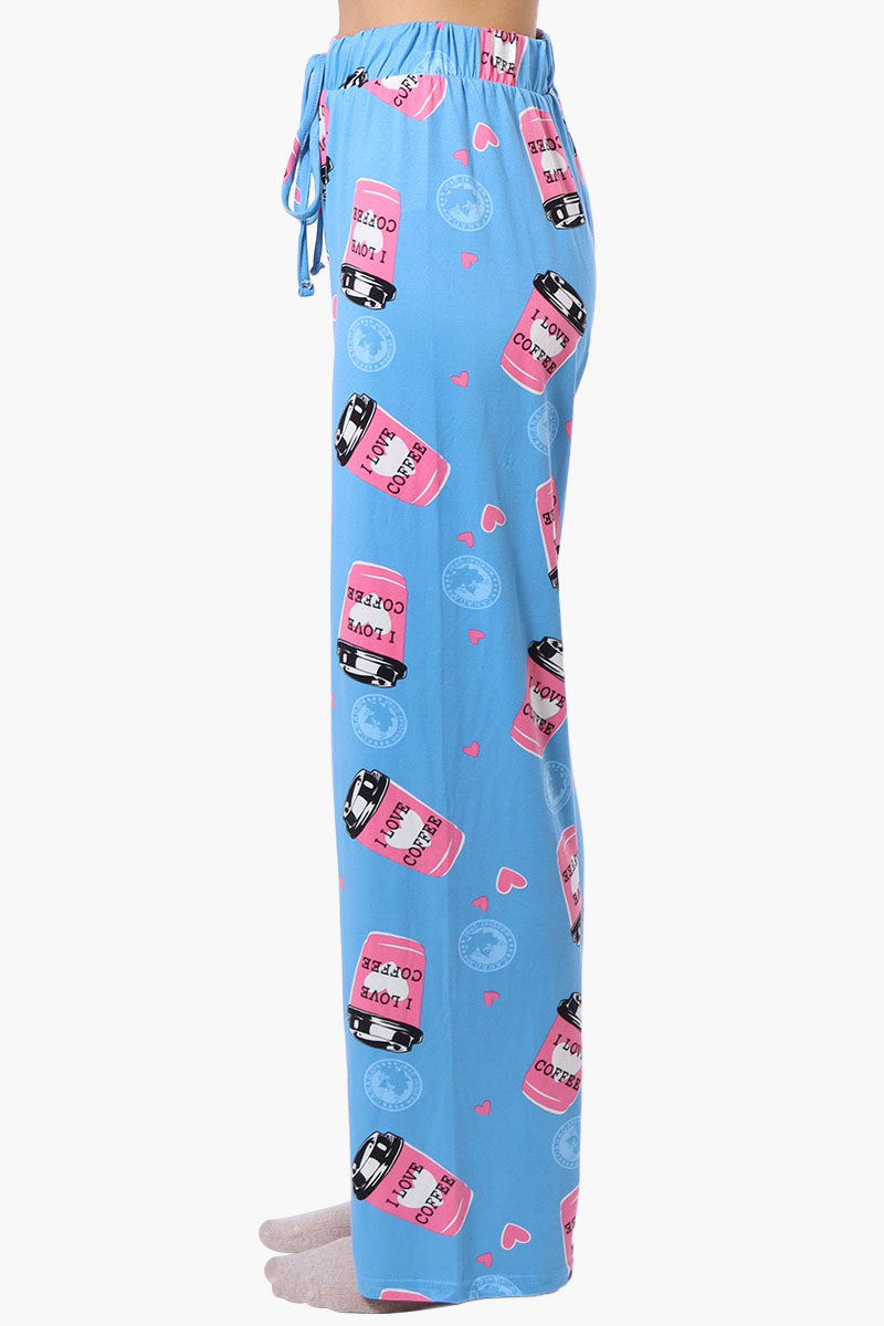 Canada Weather Gear Coffee Pattern Wide Leg Pajama Pants - Blue - Womens Pajamas - Canada Weather Gear