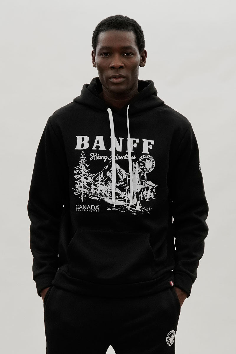 Canada Weather Gear Banff Print Hoodie - Black - Mens Hoodies & Sweatshirts - International Clothiers