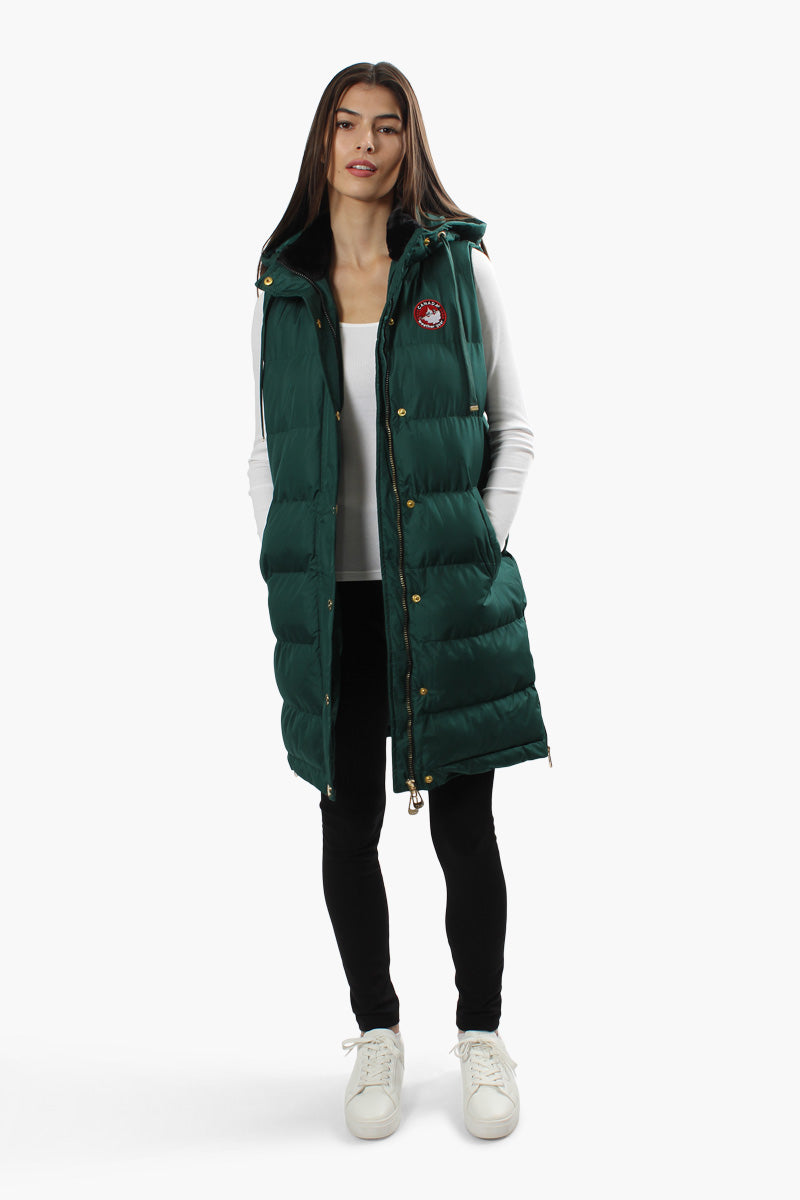 Canada Weather Gear Side Zip Long Puffer Vest - Green - Womens Vests - Canada Weather Gear