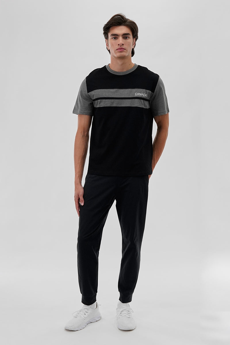 Canada Weather Gear Striped Colour Block Tee - Black - Mens Tees & Tank Tops - Canada Weather Gear