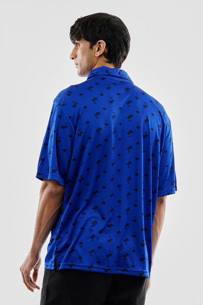 Canada Weather Gear Performance Palm Tree Pattern Polo Shirt - Blue - Mens Polo Shirts - Canada Weather Gear