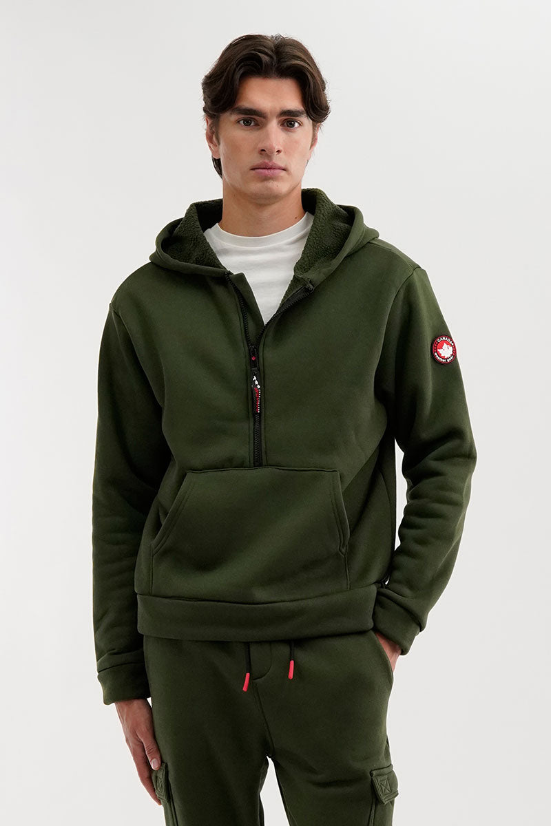 Canada Weather Gear Fleece Half Zip Hoodie - Olive