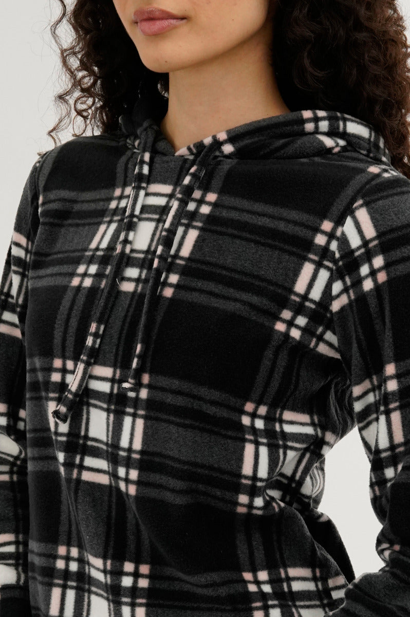 Canada Weather Gear Plaid Hooded Pajama Top - Black - Womens Pajamas - Canada Weather Gear