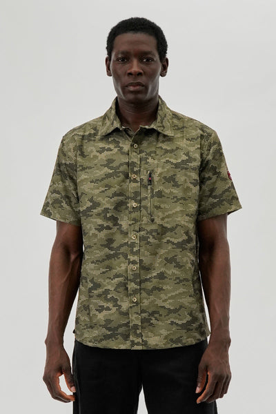 Canada Weather Gear Digi Camo Print Button Up Casual Shirt - Olive - Mens Casual Shirts - International Clothiers