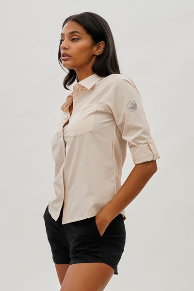 Canada Weather Gear Button Up Utility Shirt - Beige - Womens Shirts & Blouses - Canada Weather Gear