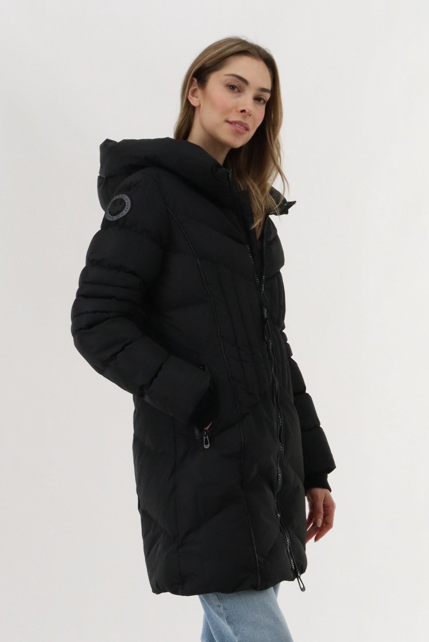 Canada Weather Gear Quilted Hooded Parka Jacket - Black - Womens Parka Jackets - Canada Weather Gear