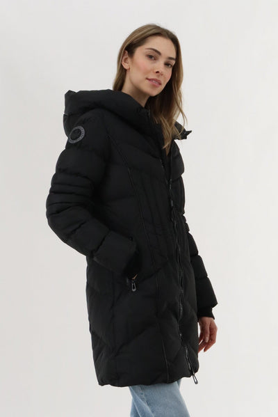 Canada Weather Gear Quilted Hooded Parka Jacket - Black - Womens Parka Jackets - Canada Weather Gear