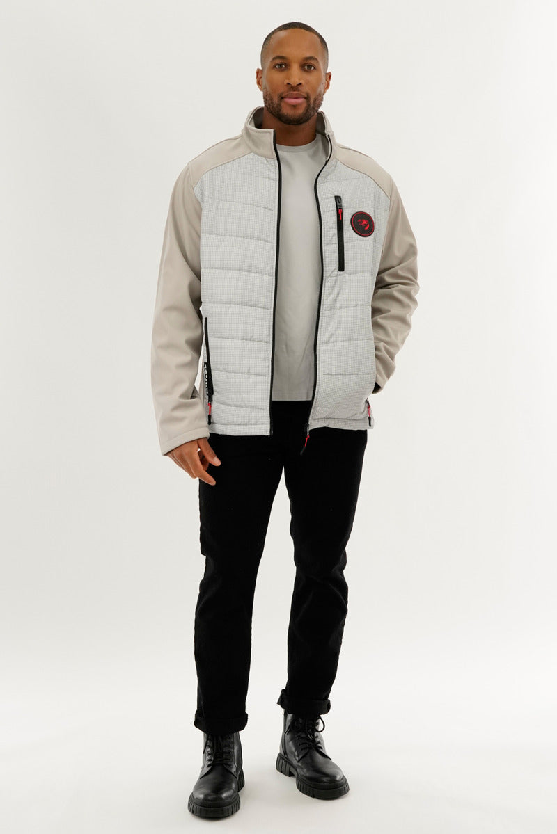Super Triple Goose Quilted Colour Block Lightweight Jacket - Stone - Mens Lightweight Jackets - Canada Weather Gear