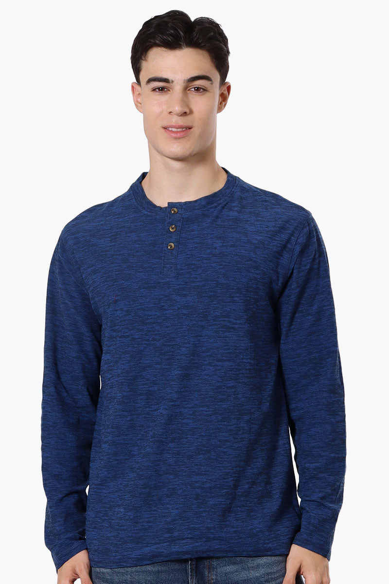 Canada Weather Gear Basic Henley Long Sleeve Top - Navy - Mens Long Sleeve Tops - Canada Weather Gear