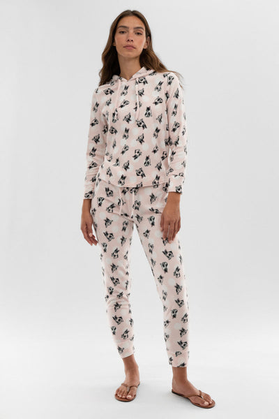 Canada Weather Gear Dog Print Wide Leg Pajama Pants - Blush - Womens Pajamas - Canada Weather Gear