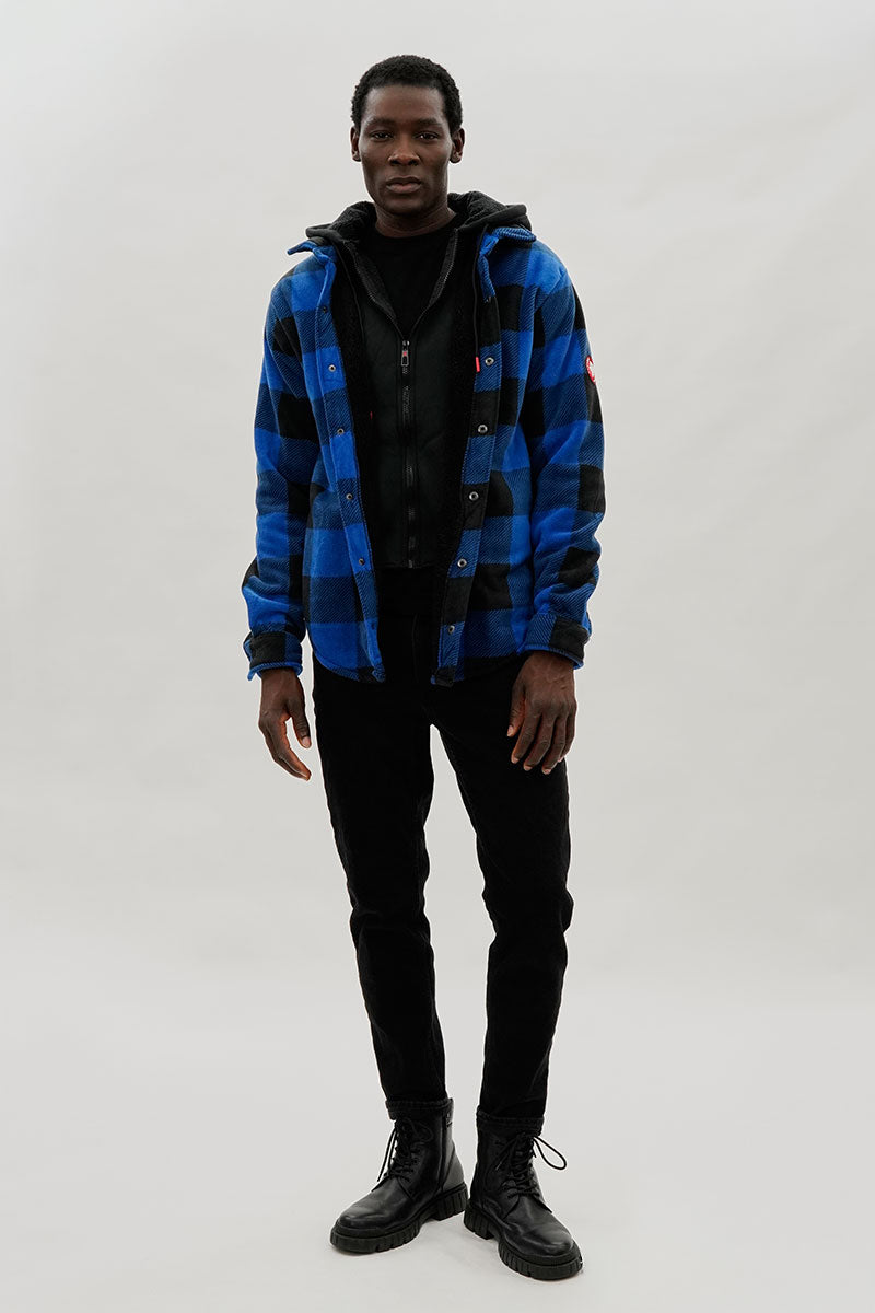 Canada Weather Gear Plaid Sherpa Lined Lightweight Jacket - Blue