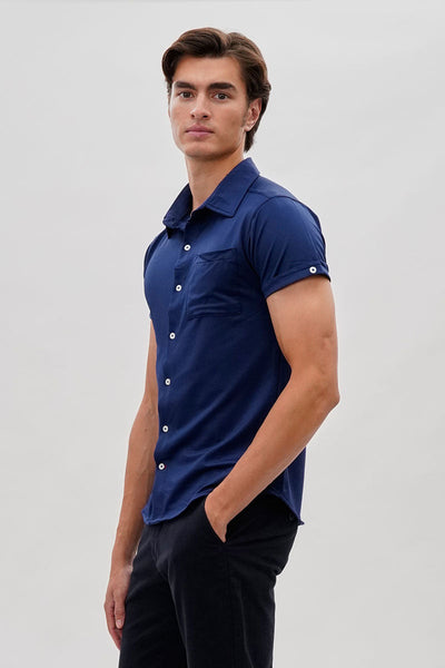 Canada Weather Gear Travel Collection Classic Short Sleeve Casual Shirt - Navy - Mens Casual Shirts - Canada Weather Gear