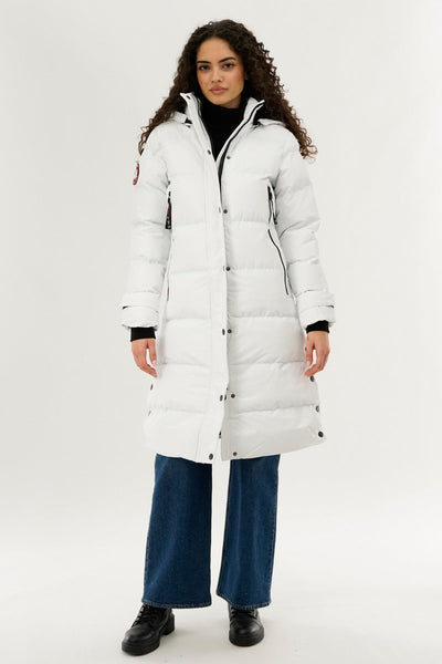 Canada Weather Gear Quilted Maxi Parka Jacket - White - Womens Parka Jackets - Canada Weather Gear