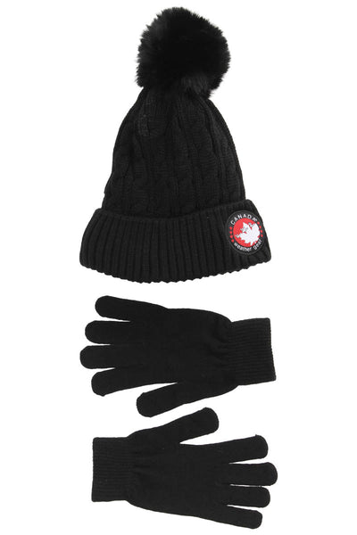 Canada Weather Gear Pom Hat Glove Set - Black - Womens Gloves - Canada Weather Gear