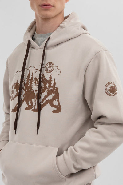 Canada Weather Gear Forest Print Hoodie - Cream - Mens Hoodies & Sweatshirts - Canada Weather Gear