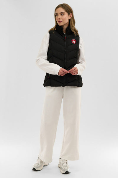 Canada Weather Gear Chevron Bubble Vest - Black - Womens Vests - Canada Weather Gear