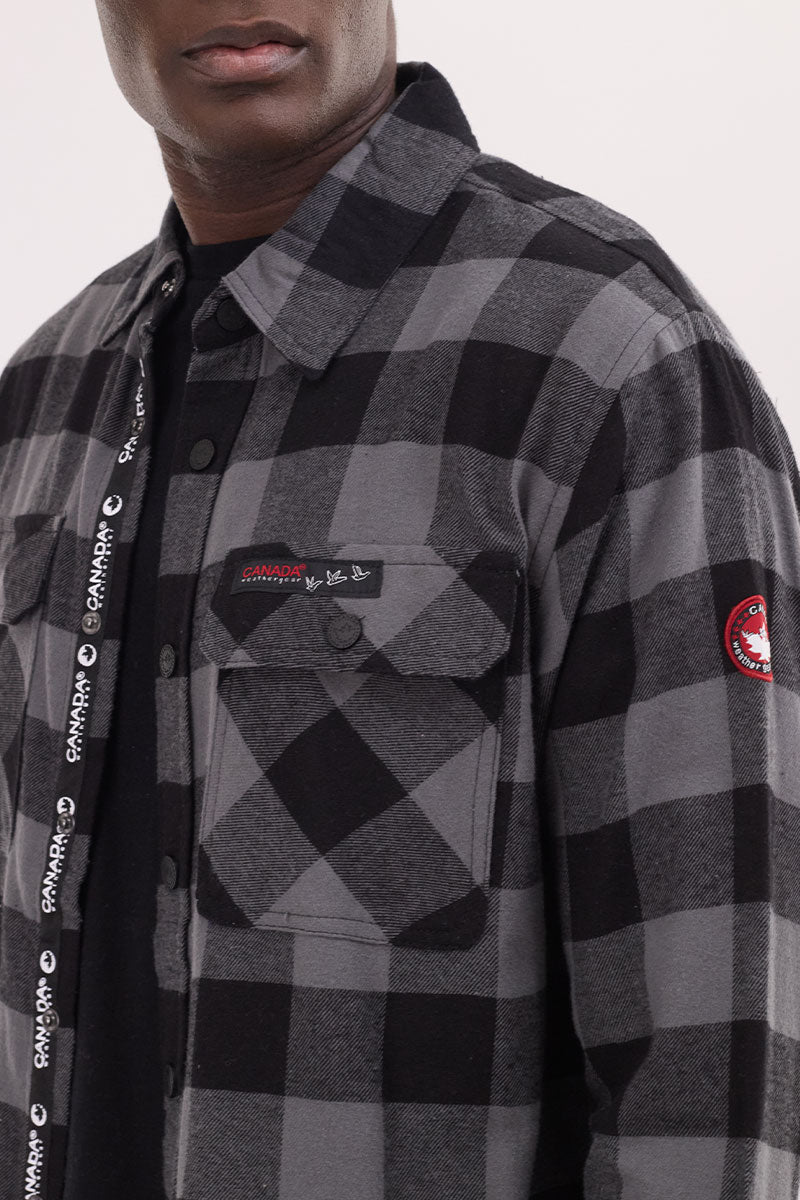 Canada Weather Gear Plaid Button Up Casual Shirt - Black