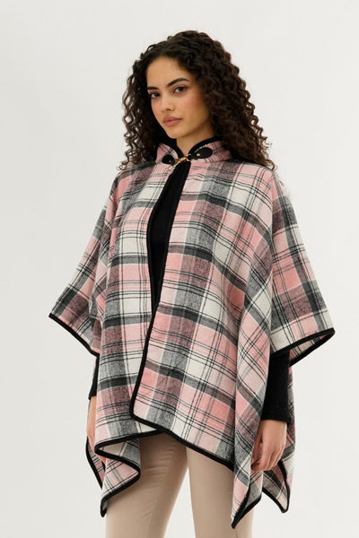 Canada Weather Gear Plaid Tartan Poncho - Pink - Womens Ponchos - Canada Weather Gear