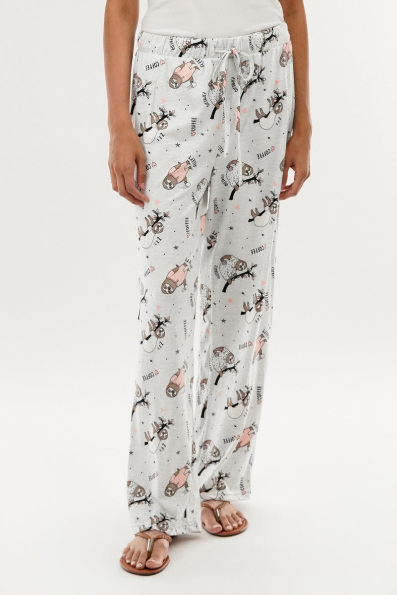 Canada Weather Gear Sloth Print Wide Leg Pajama Pants - Grey - Womens Pajamas - Canada Weather Gear