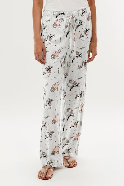 Canada Weather Gear Sloth Print Wide Leg Pajama Pants - Grey - Womens Pajamas - Canada Weather Gear