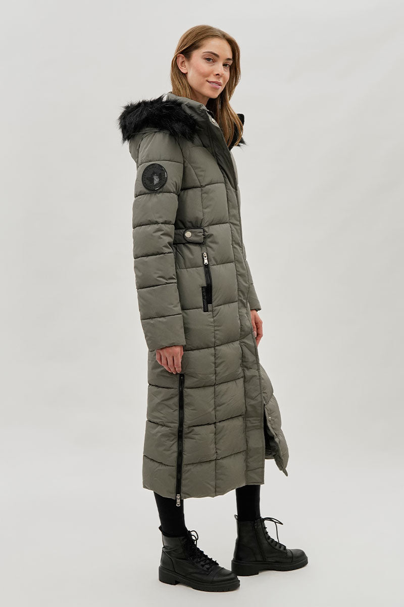 Canada Weather Gear Long Faux Fur Lined Parka Jacket - Olive