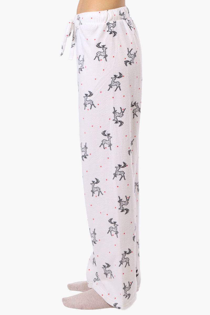 Canada Weather Gear Reindeer Pattern Wide Leg Pajama Bottoms - White - Womens Pajamas - Canada Weather Gear