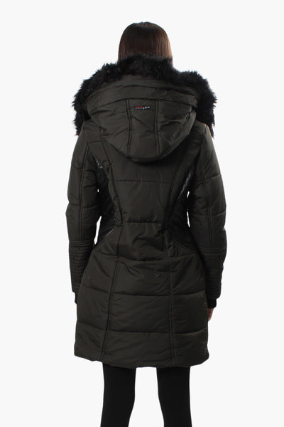 Canada Weather Gear Vegan Leather Insert Parka Jacket - Olive - Womens Parka Jackets - Canada Weather Gear