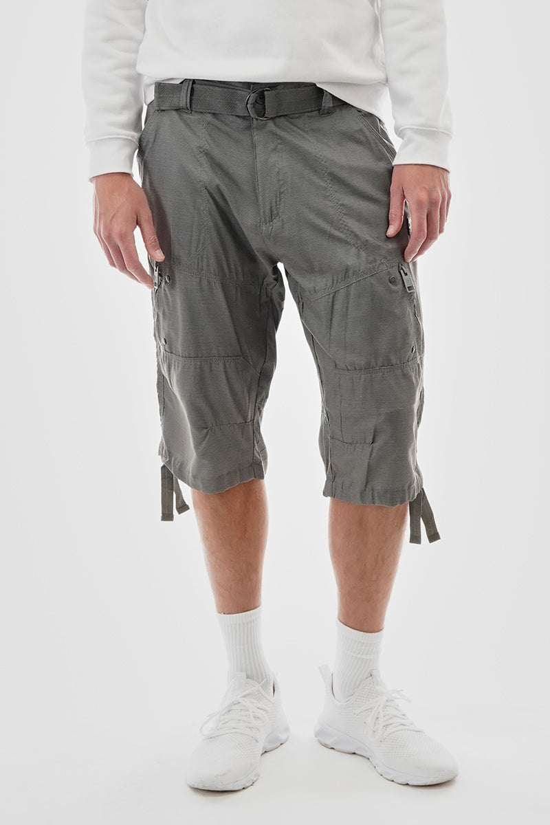 Essentials Super Triple Goose Striped Belted Cargo Shorts - Grey - Mens Shorts & Capris - Canada Weather Gear