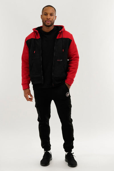 Canada Weather Gear Colour Block Sherpa Lined Lightweight Jacket - Red - Mens Lightweight Jackets - Canada Weather Gear