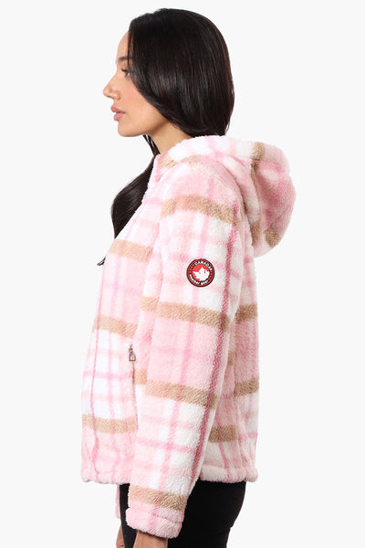 Canada Weather Gear Plush Plaid Hooded Lightweight Jacket - Pink - Womens Lightweight Jackets - Canada Weather Gear