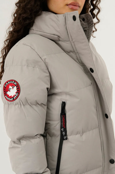 Canada Weather Gear Quilted Maxi Parka Jacket - Stone - Womens Parka Jackets - Canada Weather Gear