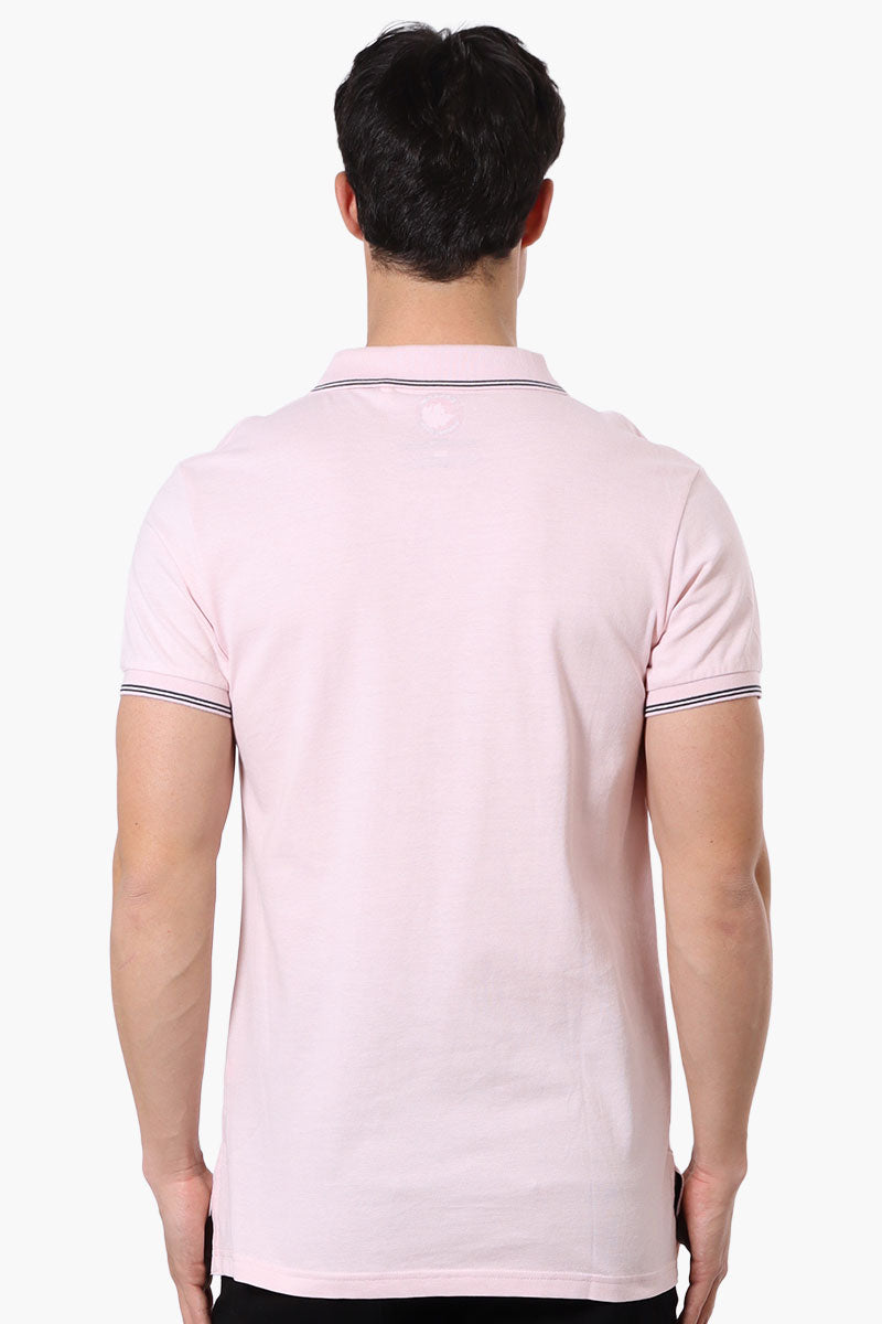 Canada Weather Gear Knit Striped Detail Polo Shirt - Blush - Mens Polo Shirts - Canada Weather Gear