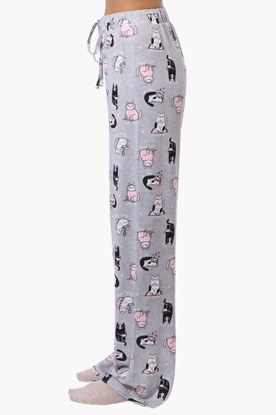 Canada Weather Gear Cat Pattern Wide Leg Pajama Pants - Grey - Womens Pajamas - Canada Weather Gear