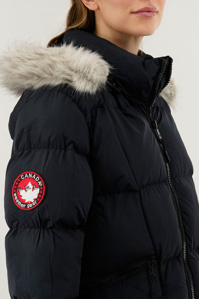 Canada Weather Gear Faux Fur Trim Puffer Parka Jacket - Navy