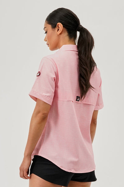 Canada Weather Gear Short Sleeve Button Up Utility Shirt - Pink - Womens Shirts & Blouses - Canada Weather Gear