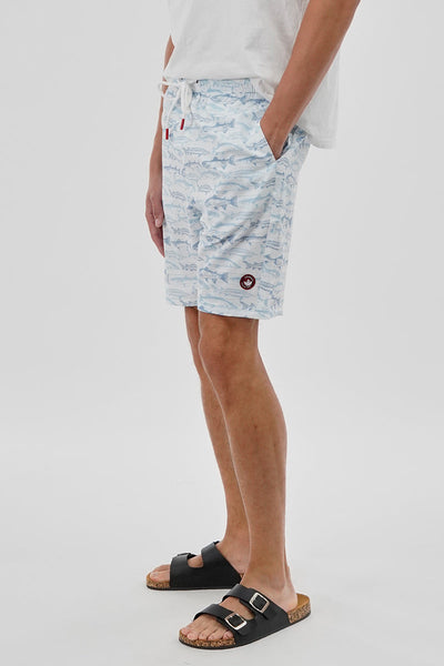 Canada Weather Gear Fish Pattern Elastic Surf Shorts - White - Mens Shorts & Capris - Canada Weather Gear