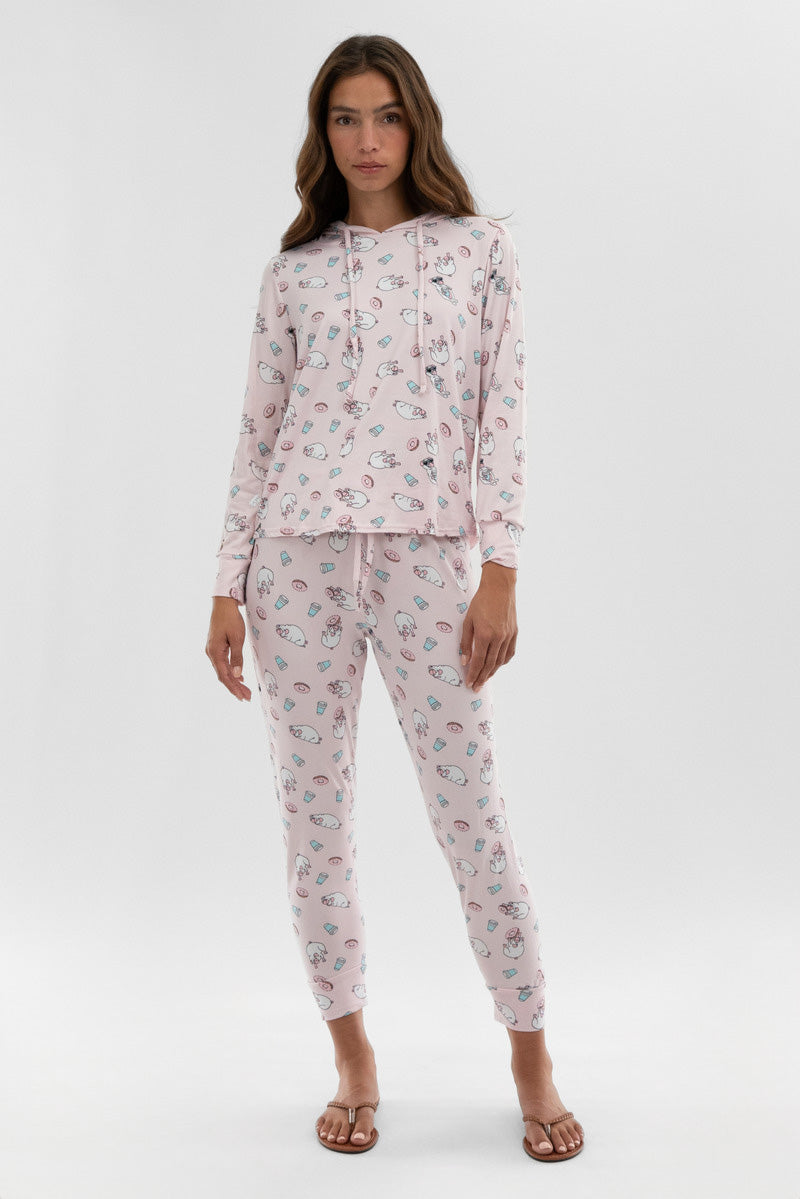 Canada Weather Gear Dog Print Tie Waist Pajama Pants - Blush - Womens Pajamas - Canada Weather Gear