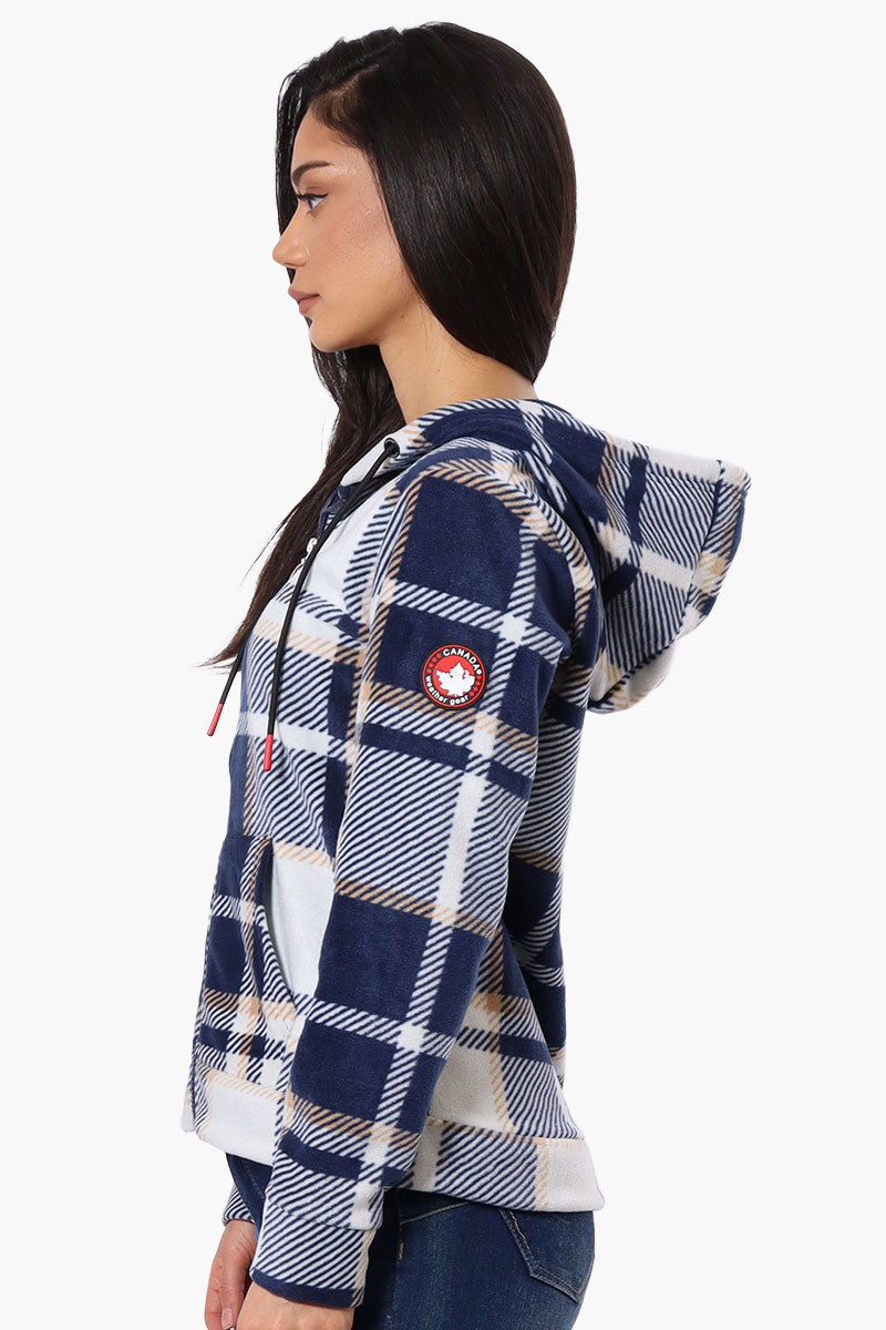 Canada Weather Gear Plaid Fleece Hoodie - Navy - Womens Hoodies & Sweatshirts - Canada Weather Gear